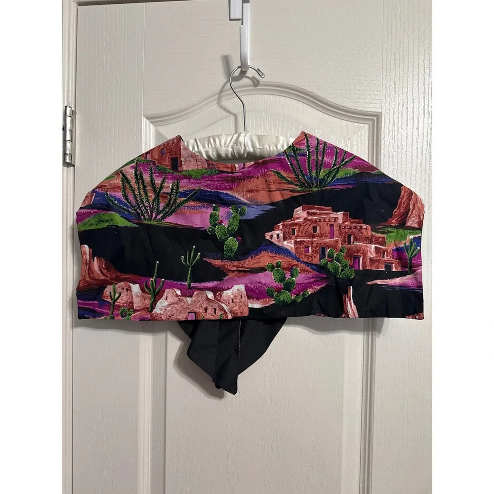 Vintage Southwestern Desert Print Capelet Wrap Concho Western Retro Cowgirl